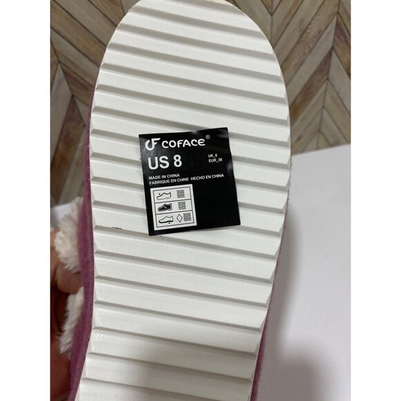 COFACE Womens Warm House Slippers Fuzzy Moccasin Pink slippers NWT Size 8 - Picture 9 of 10